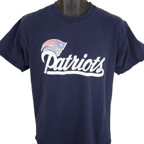 Vintage New England Patriots T Shirt Mens Size Medium Blue Y2K Tom Brady NFL - Picture 2 of 8